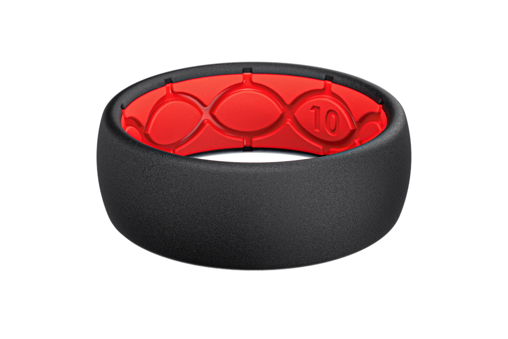 Solid Midnight Black &amp; Raspberry Red Ring